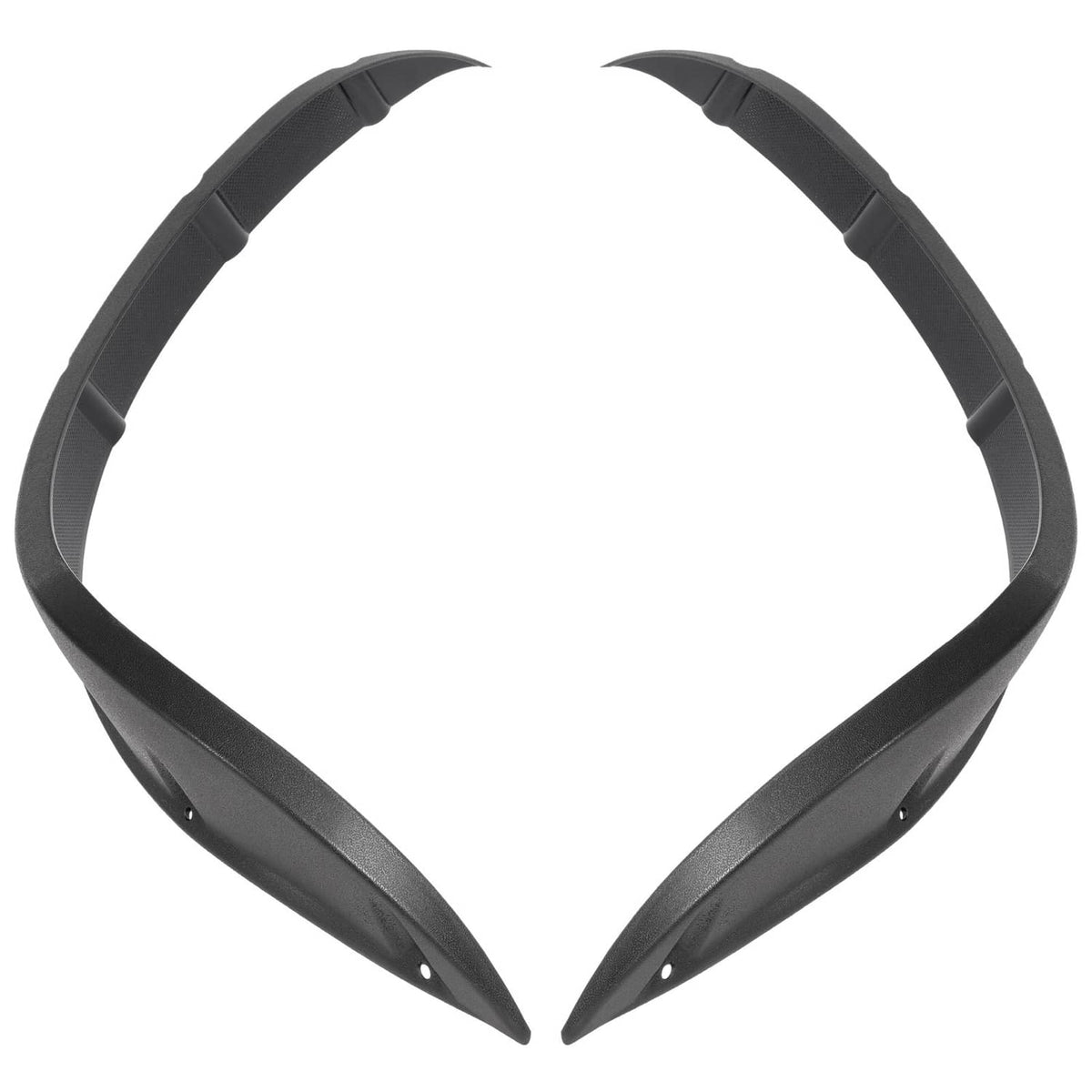 Black dual-point fender flare panel shape for golf cart wheel opening
