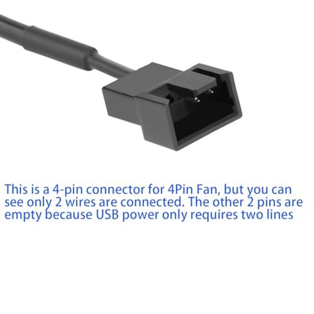 Close-up of black 4-pin fan connector housing on adapter cable
