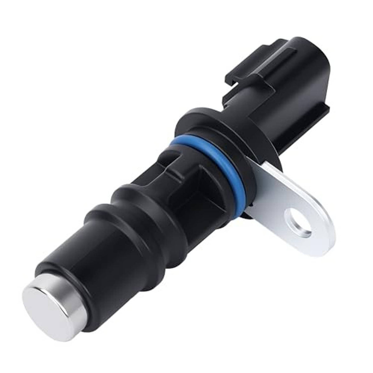 Black camshaft position sensor with blue o-ring and three-prong connector