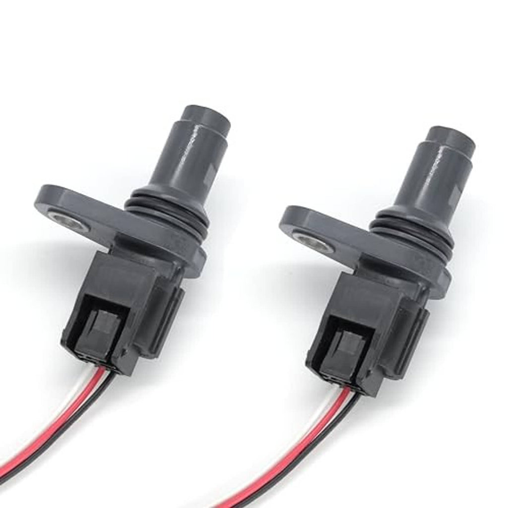 Pair of camshaft position sensors showing gray connector housings and red/black leads