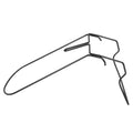 Black steel mower grass bag frame with support hooks and curved base rails