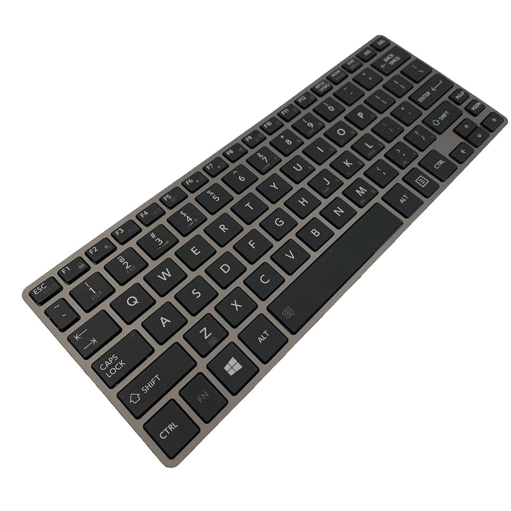 Black laptop replacement keyboard angled view with QWERTY keycaps