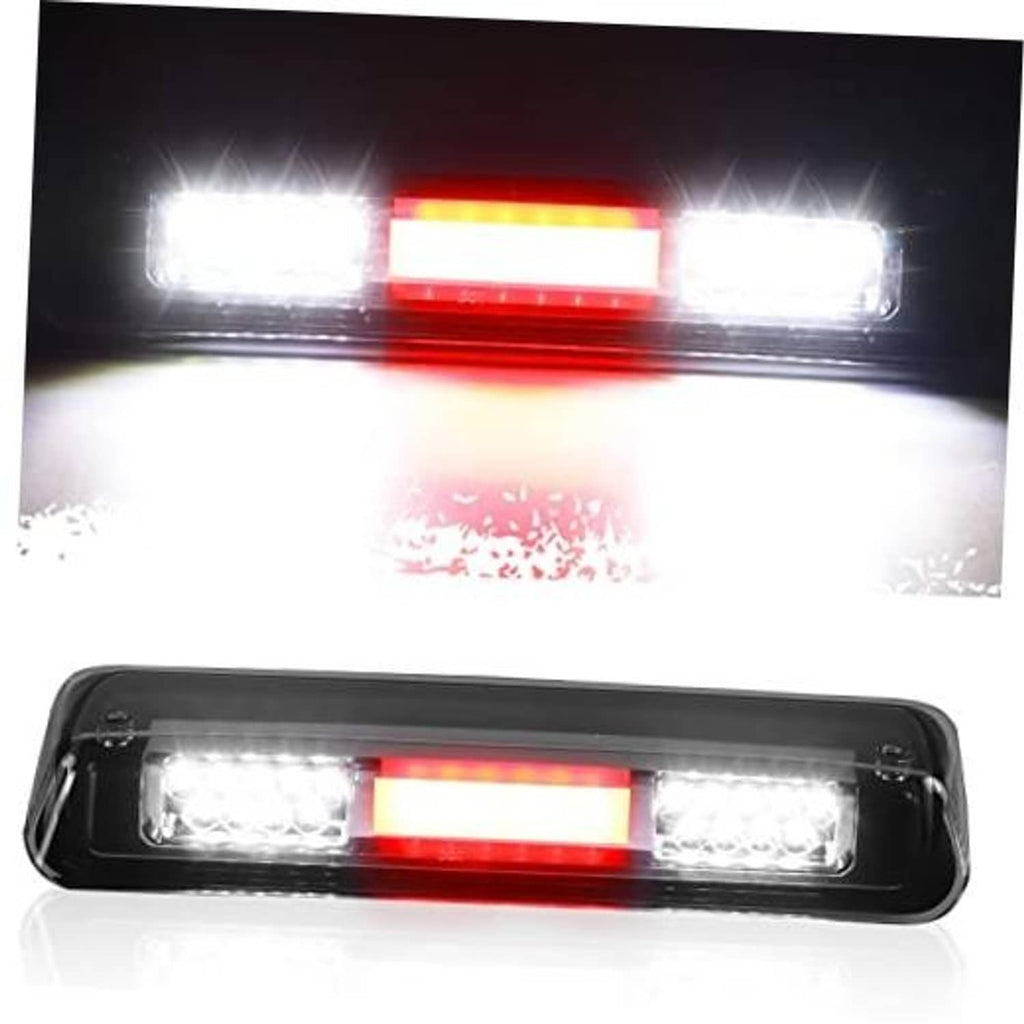 Black third brake cargo light with red center bar and bright white LED side lights