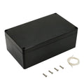 Black ABS project enclosure box with flat lid and corner screw holes
