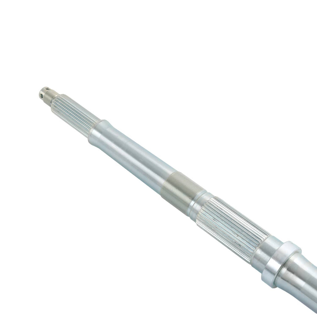 Rear axle shaft with splined section and machined metal body