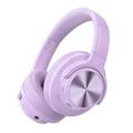 Purple over-ear wireless headphones with padded headband and round earcups