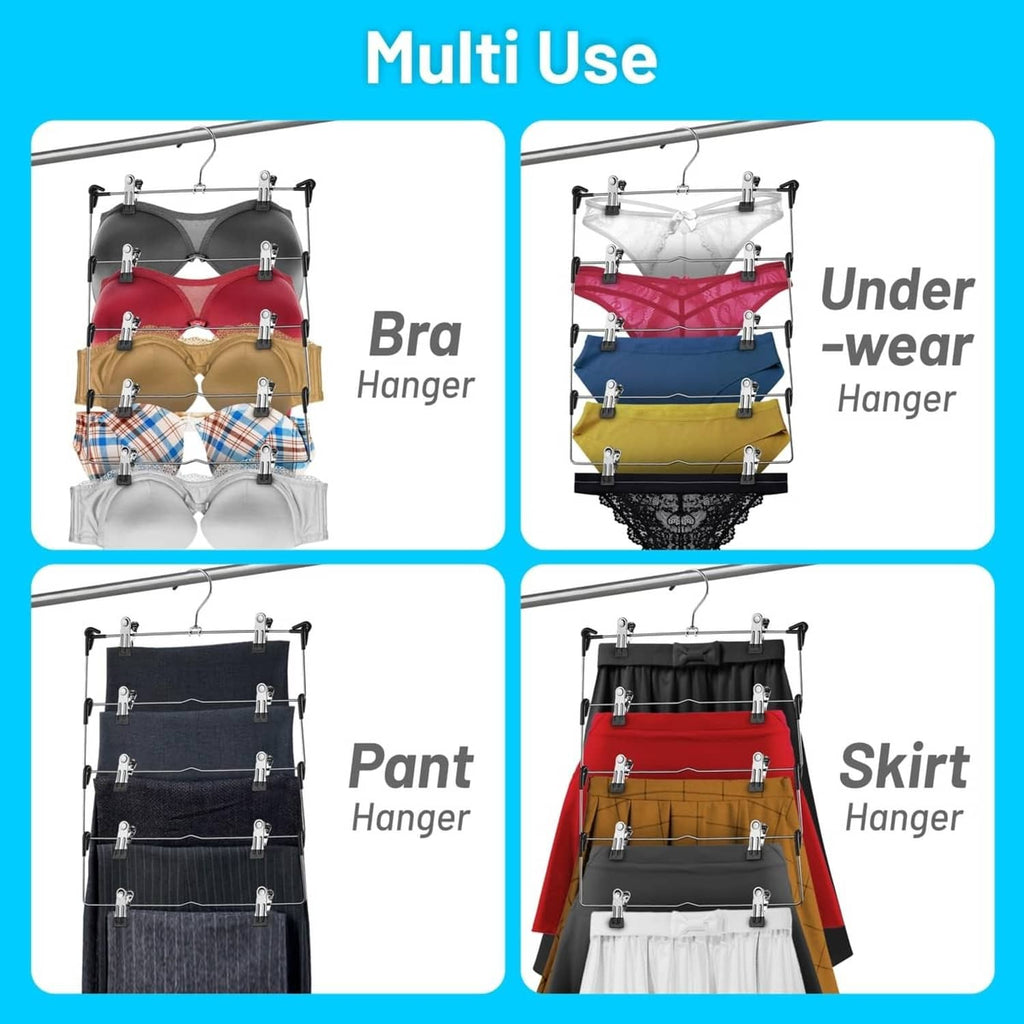 Deilsy 5-tier multi-use hanger set with clips for bras, underwear, pants, and skirts