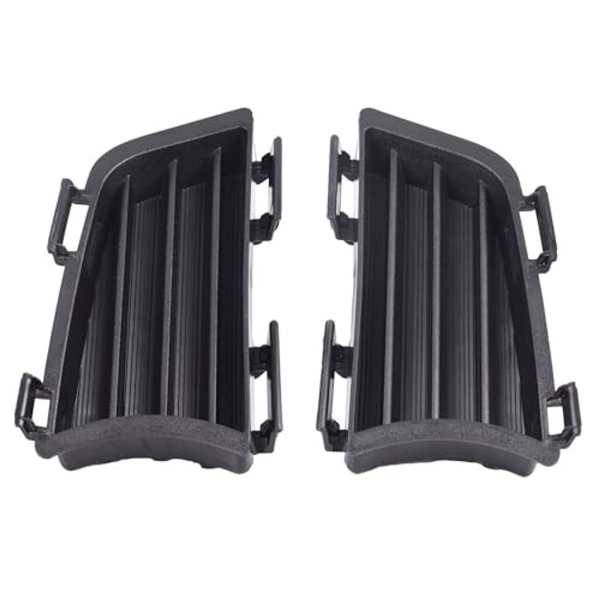 Black fog light grille covers, front-facing vertical ribs with side mounting brackets