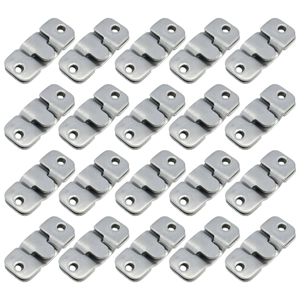 Pack of brushed metal sectional couch connector plates with two screw holes each