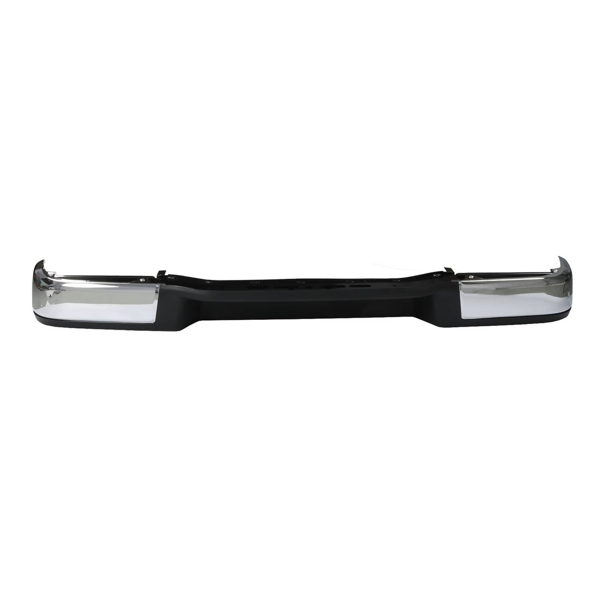 Rear bumper cover with chrome end caps and black center insert