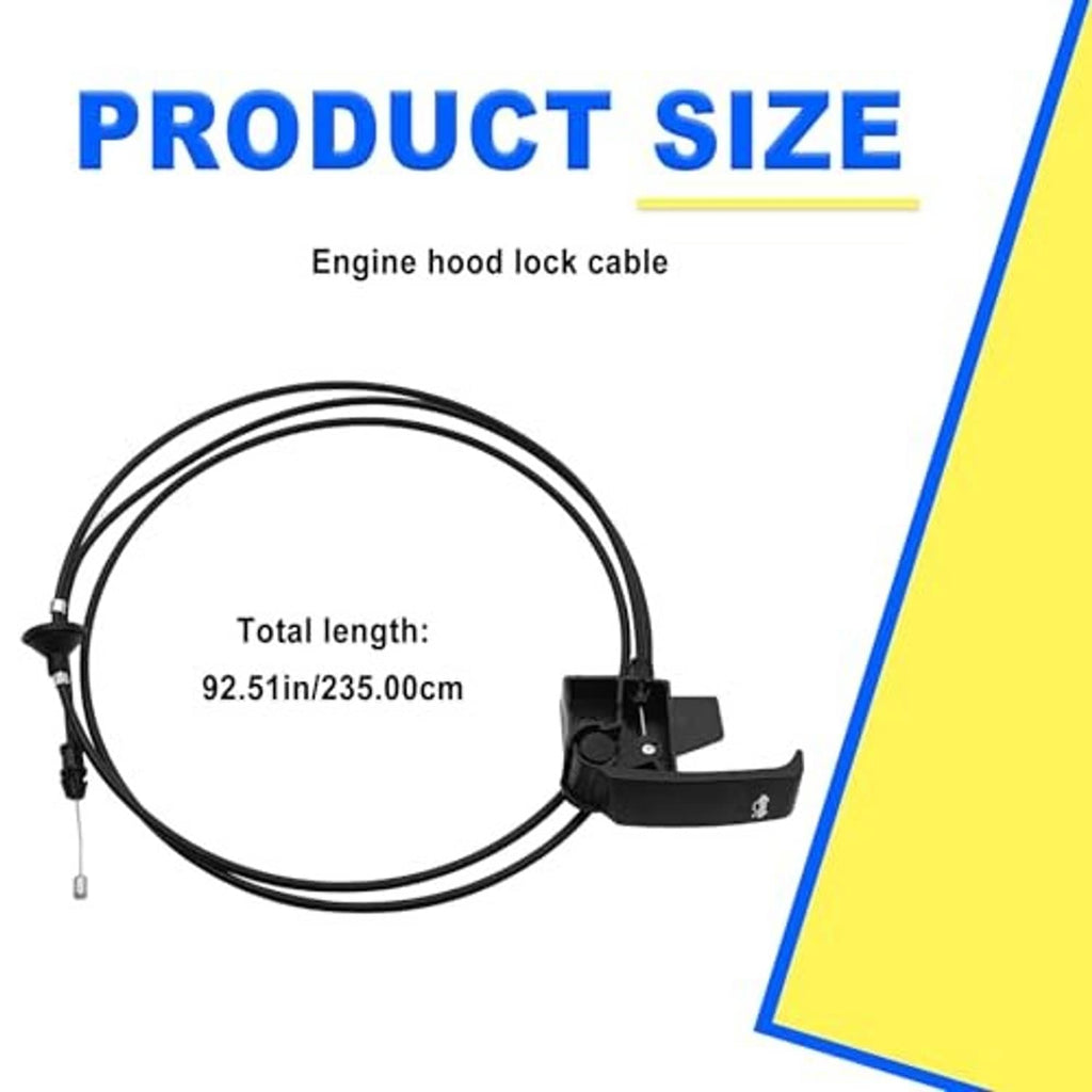 Engine hood lock cable with black pull handle assembly and inline metal connector