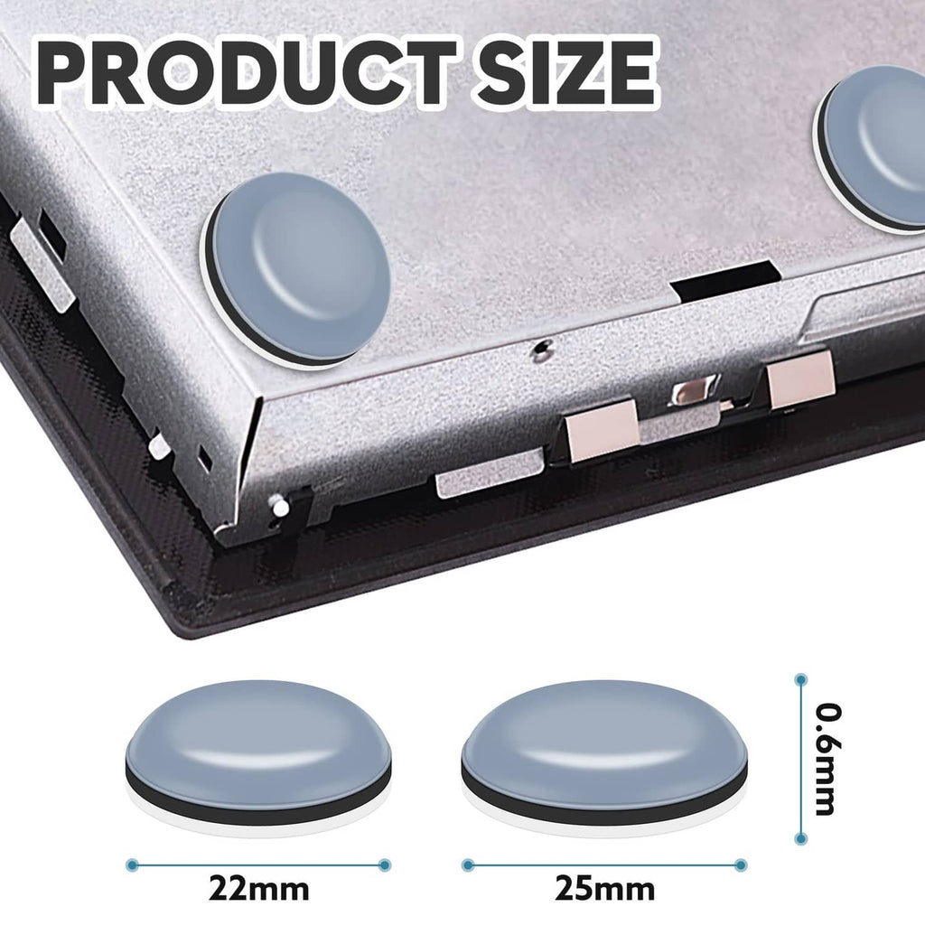 22mm and 25mm round grey appliance sliders with adhesive backing