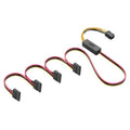 ATX 6-pin to SATA hard drive power cable with four connectors, red and yellow wire leads