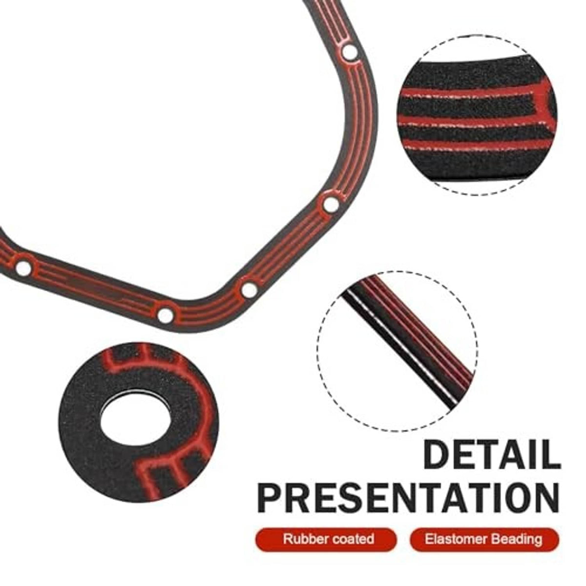 Red differential gasket with close-up texture inset and circular center hole detail