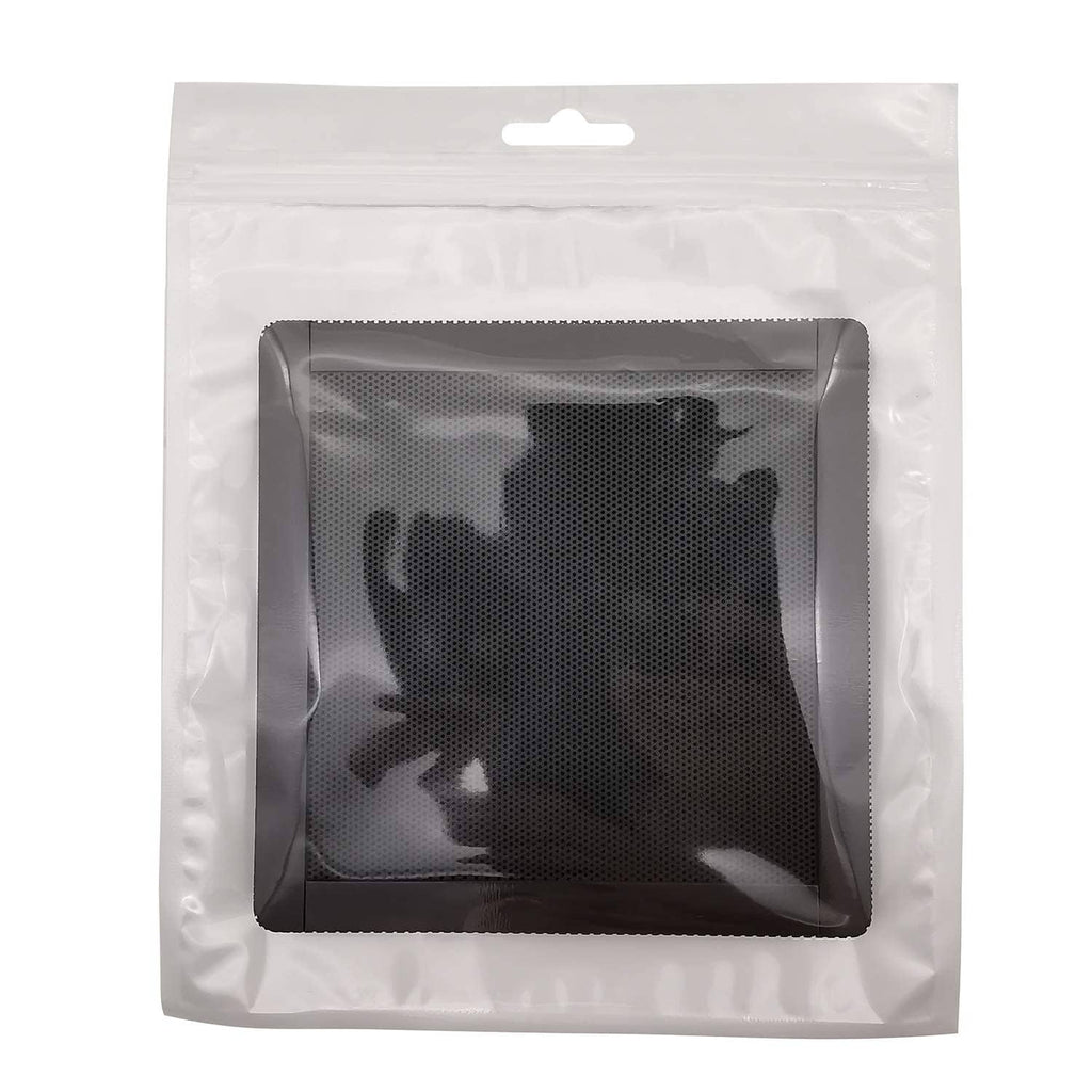 120mm PC fan magnetic dust filter screen in clear plastic package, square dark mesh