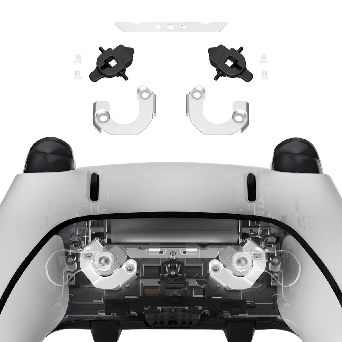 PS5 Edge back paddle replacement magnetic module kit with two black paddle switches and mounts