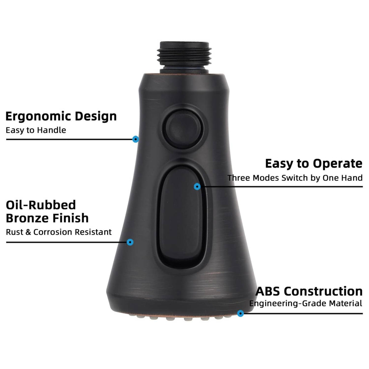 Oil-rubbed bronze handheld kitchen sprayer with ergonomic switch and ABS body