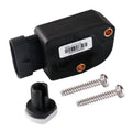 Black throttle sensor with mounting base, connector port, and two silver screws