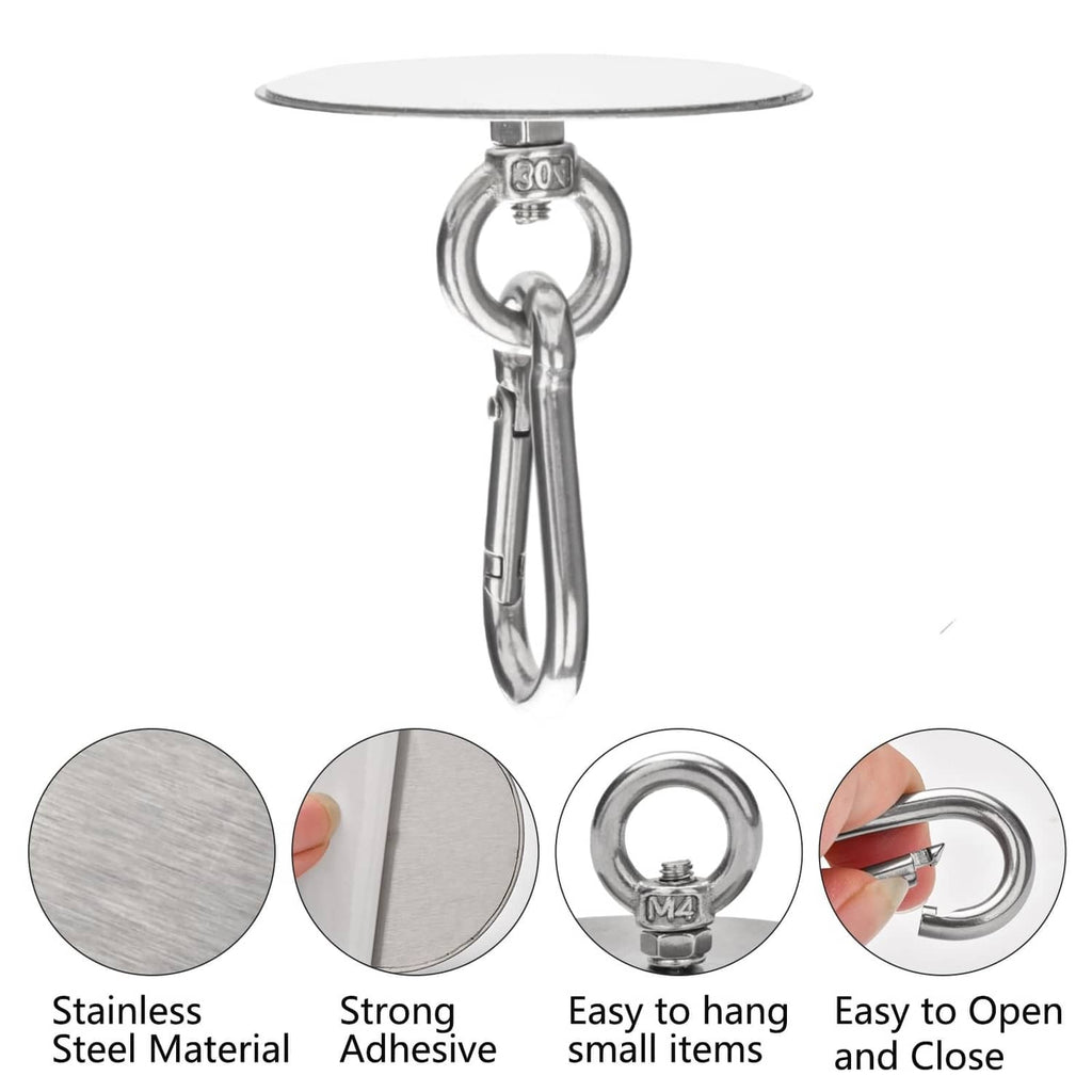 Stainless steel self-adhesive hook with swiveled eye loop for hanging small items