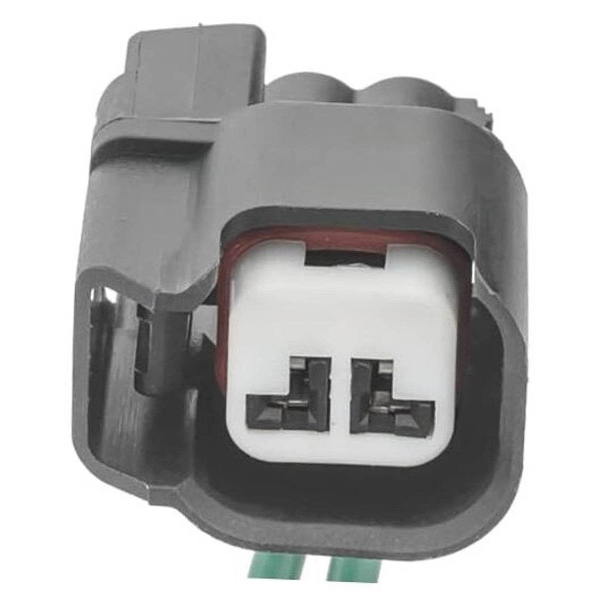 ABS wheel speed sensor pigtail connector, gray housing with 2-pin white plug and red seal