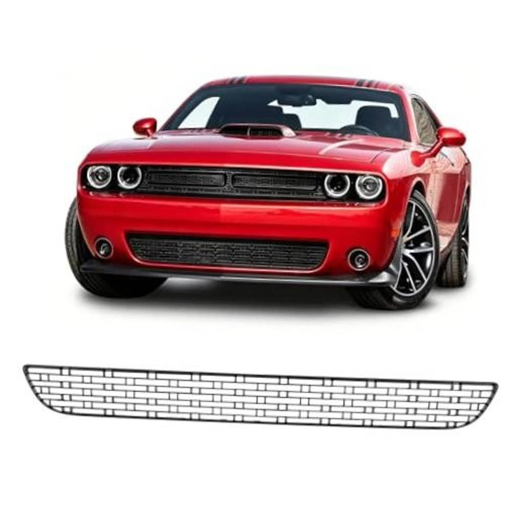 Front bumper lower grille insert, black brick-mesh pattern with silver trim