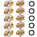 Hourleey aluminum garden hose repair menders (gold) with black rubber washers, 5-pack