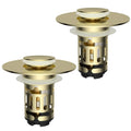 Brushed gold bathroom sink pop-up drain strainer, two-pack with metal filter basket