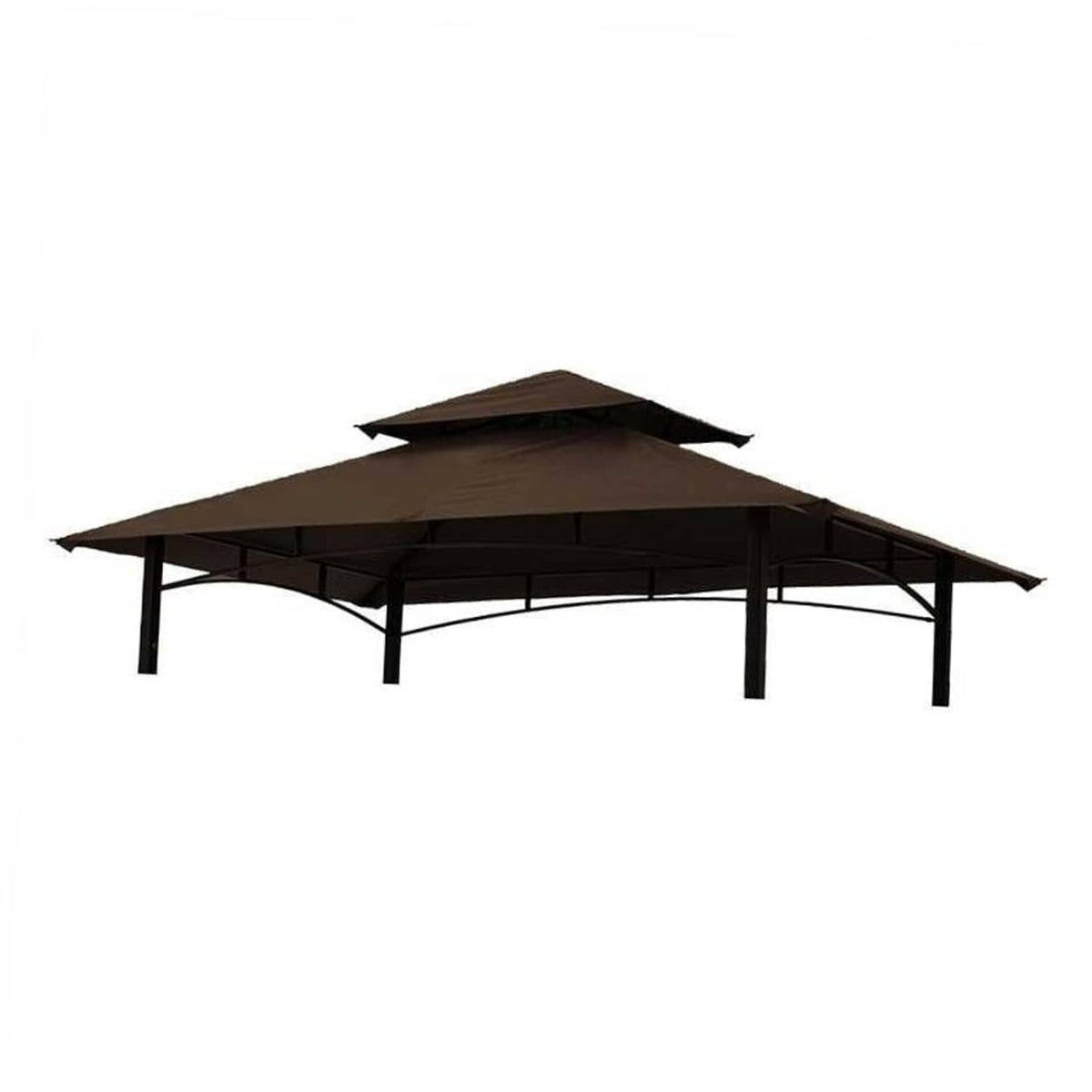Brown outdoor grill gazebo replacement canopy with slanted roof and vented panels
