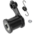 Mini bike chain tensioner with black roller, mounting bracket, spring and washer set