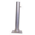 Metal flagpole deck mount with round sleeve, square base plate, and side bolt