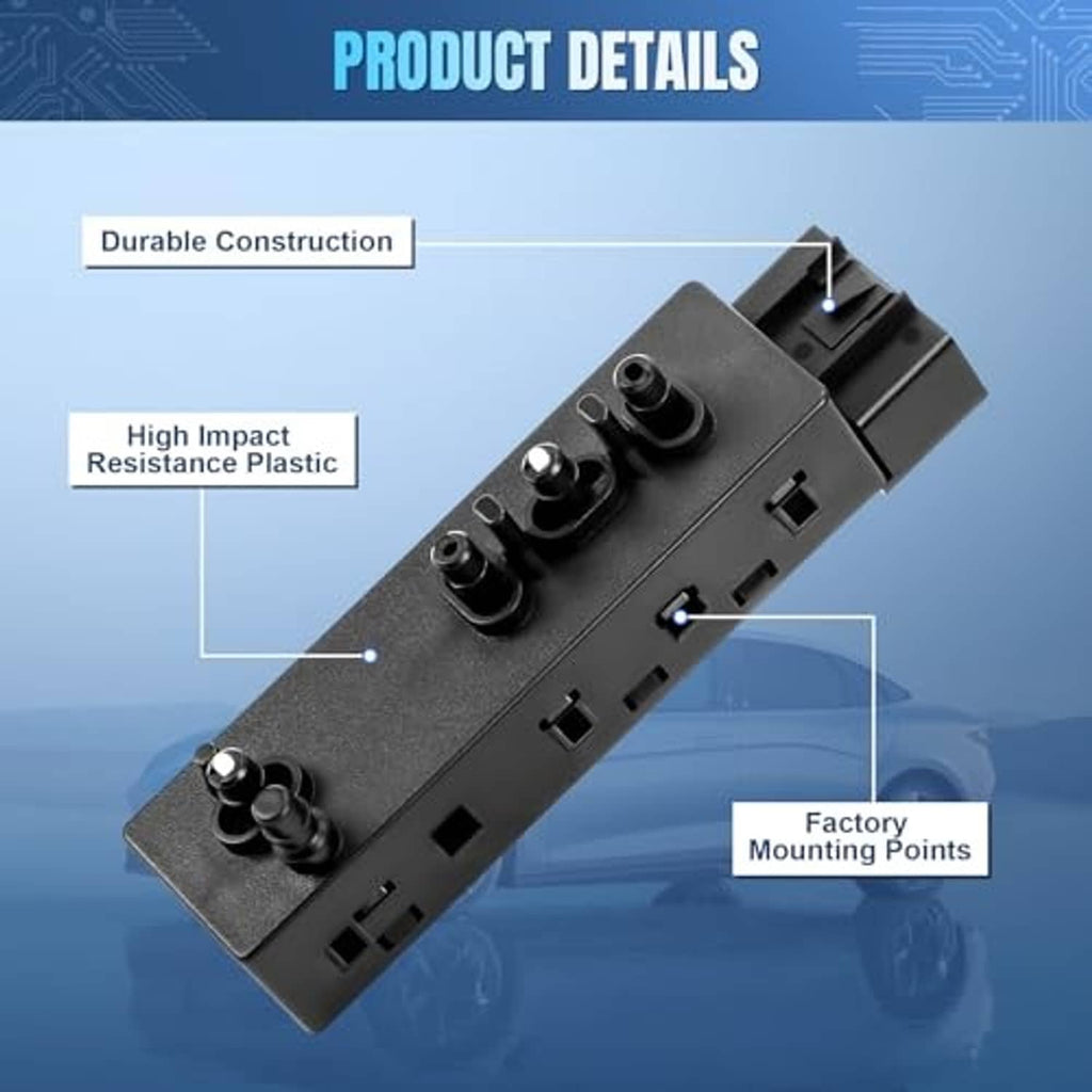 Black power seat switch panel with four buttons and factory-style mounting points