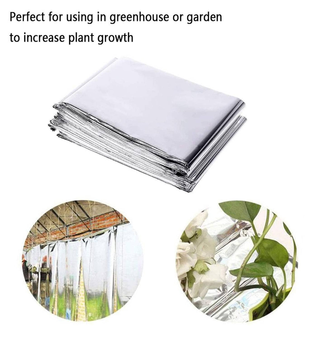 Silver reflective mylar film sheets, folded 6-pack for greenhouse use
