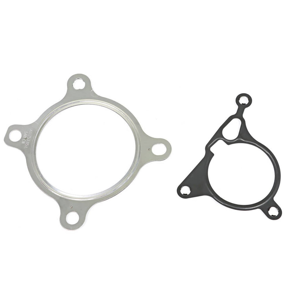Engine cylinder head gasket pieces: round metal gasket and black seal gasket