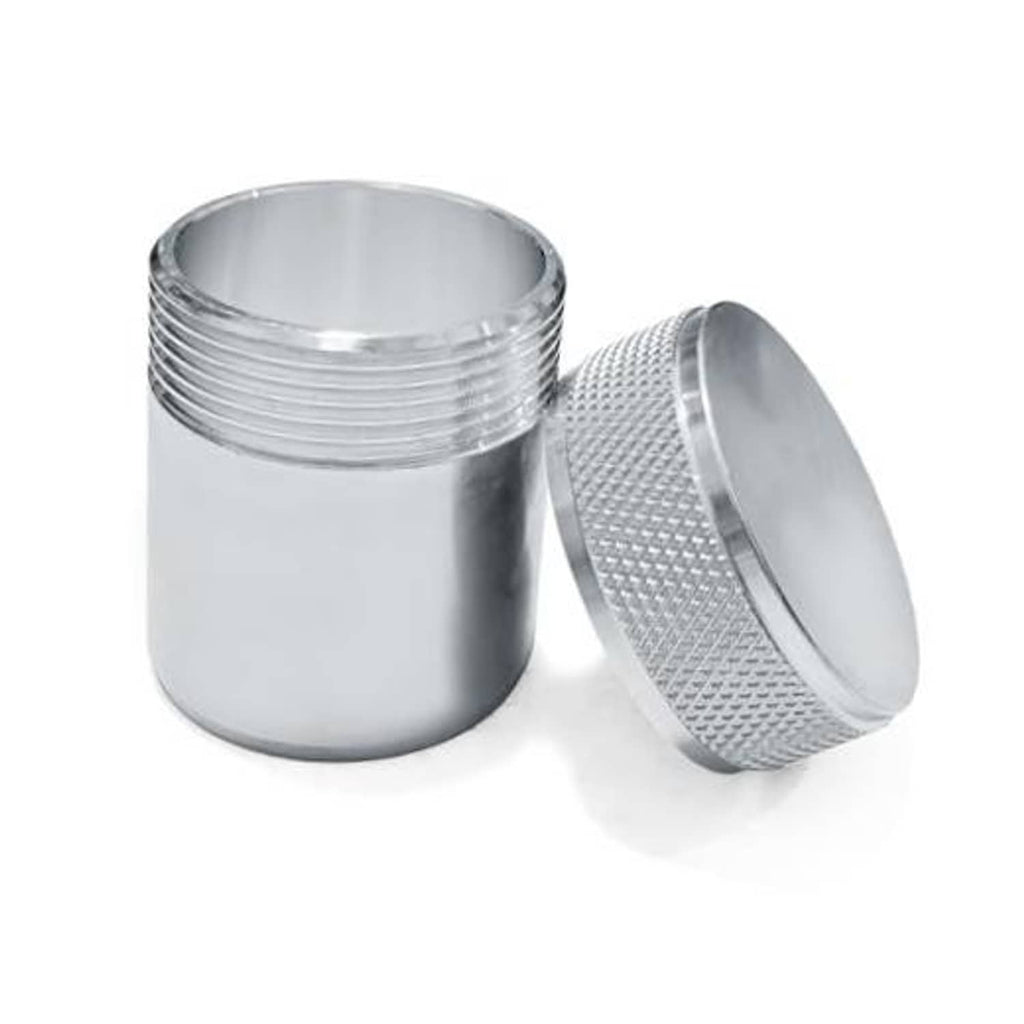 Aluminum fuel tank weld-on filler neck bung with vented cap, threaded top