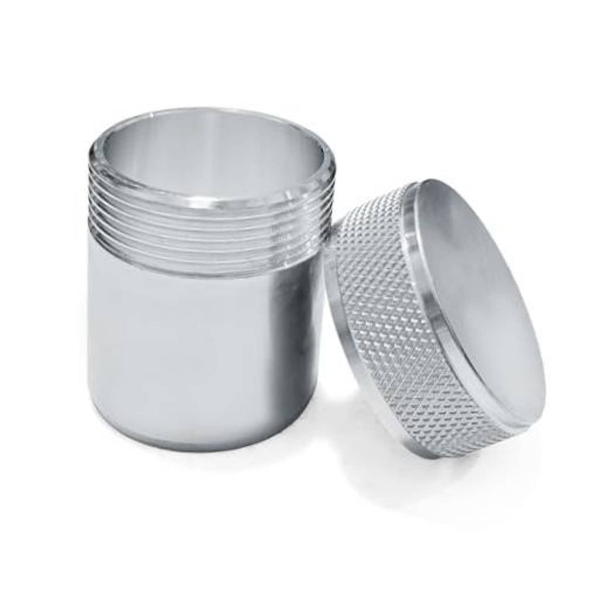 Aluminum fuel tank weld-on filler neck bung with vented cap, threaded top