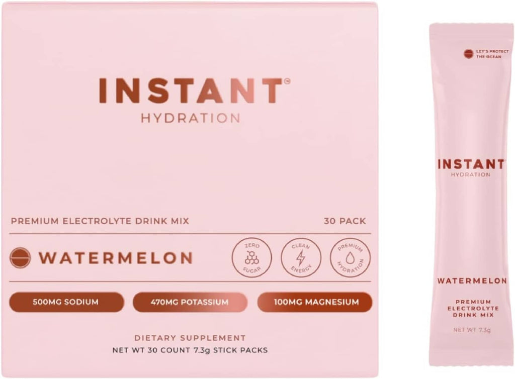 Watermelon electrolytes powder drink mix 30-pack box with stick packet pouch