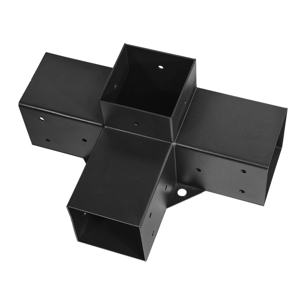 Uimoso black metal 4-way pergola bracket connector with 3.5 in bases