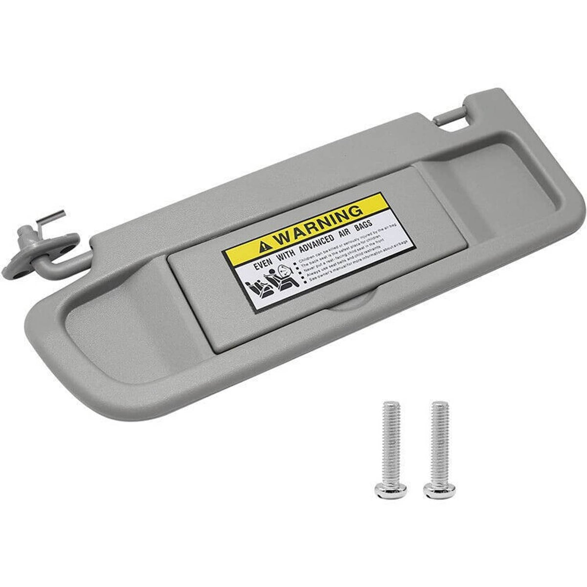 Light gray left driver-side sun visor with air bag warning label and screws