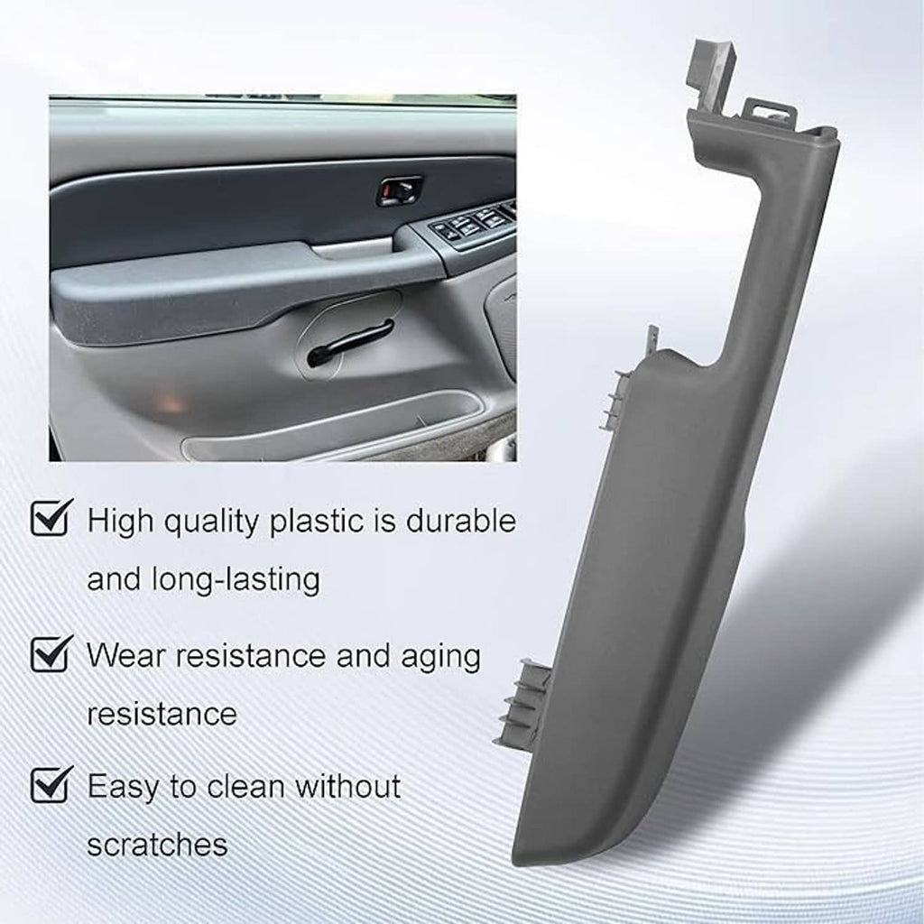 Door armrest handle, dark gray plastic, with pull recess and mounting edge