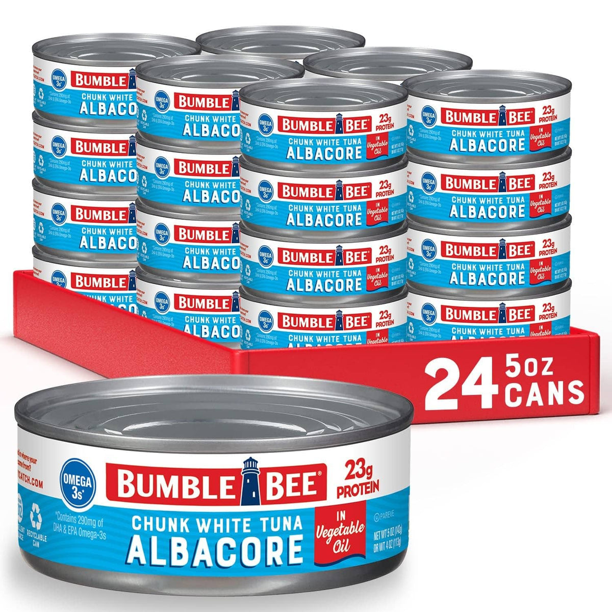 Chunk white albacore tuna cans (24-pack), Bumble Bee 5 oz each