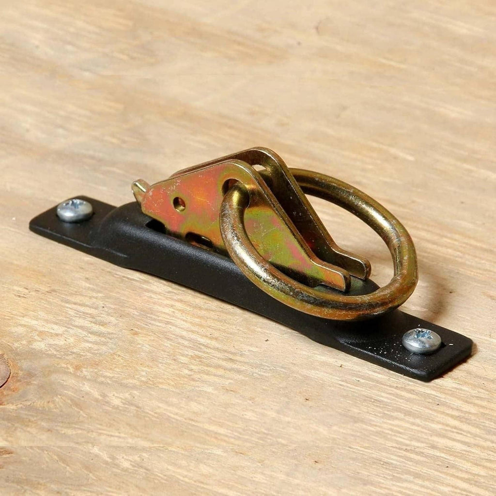 Single-slot E-track tie-down with black base and bronze-toned ring latch