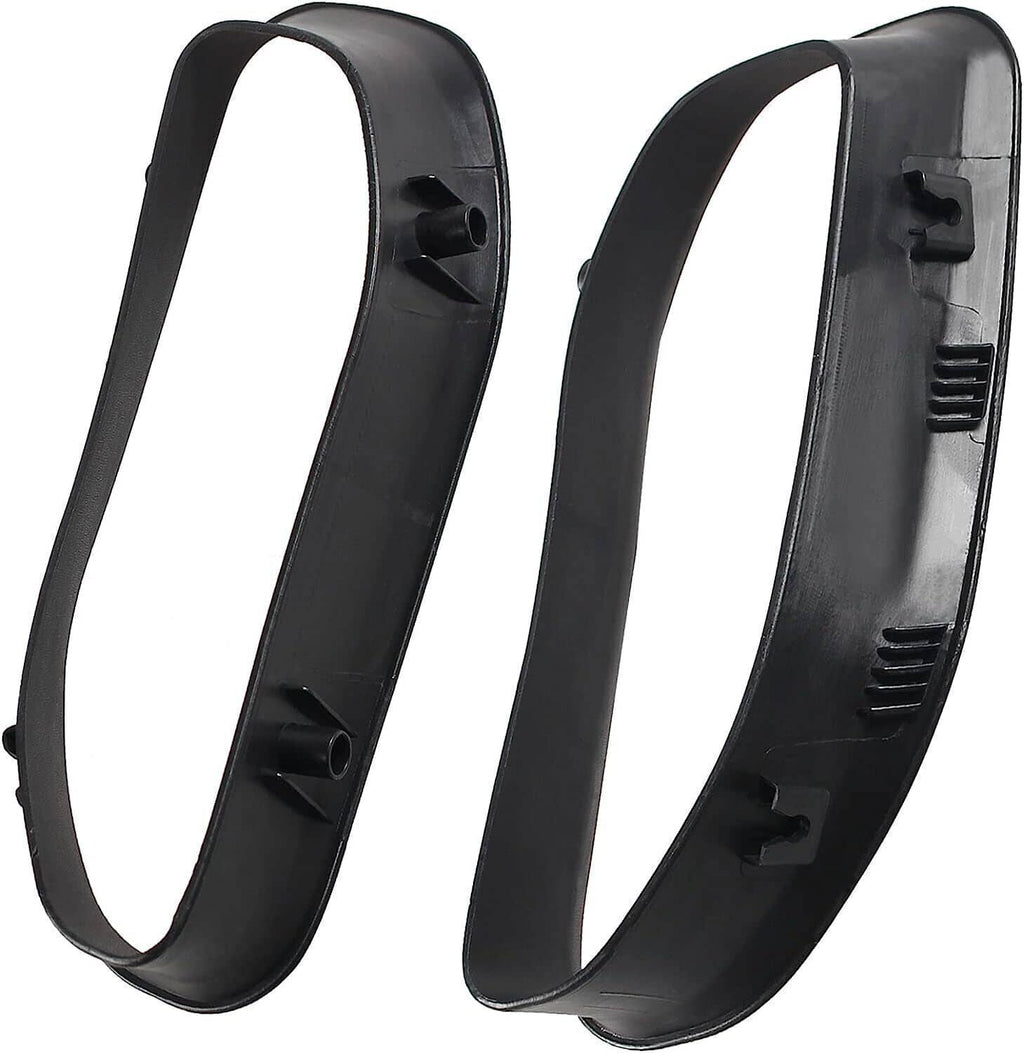 Set of two black plastic tow hook bezel covers, right and left, with mounting tabs