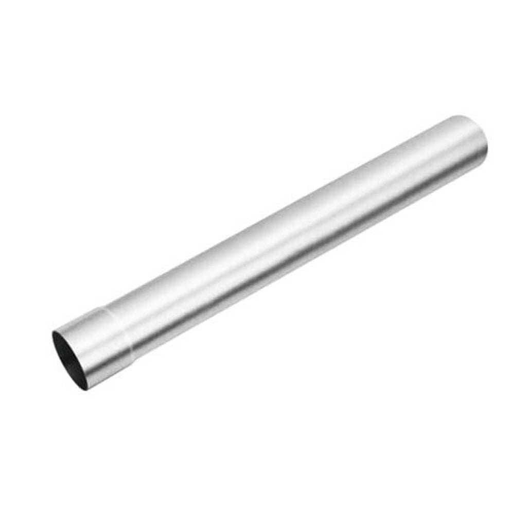 Mild steel straight exhaust pipe tube with open ends, silver finish