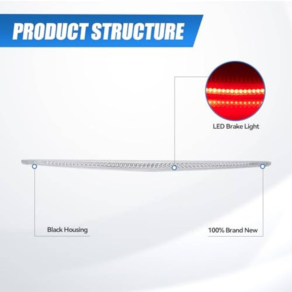 LED third brake light bar with black housing, product diagram view