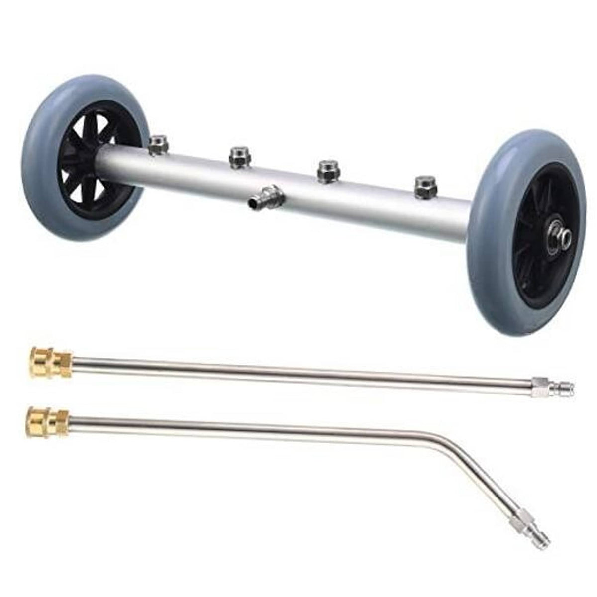16-inch pressure washer undercarriage cleaner with two wheels and spray wand