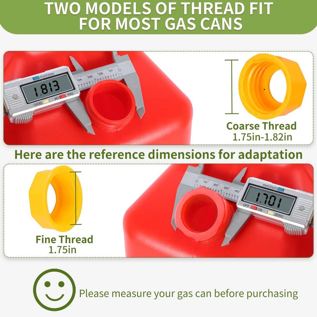 Yellow threaded gas can spout nozzle with coarse thread opening