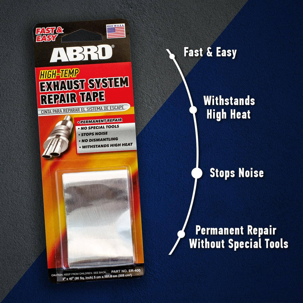 ABRO high-temp exhaust system repair tape kit, blister pack with silver tape patch
