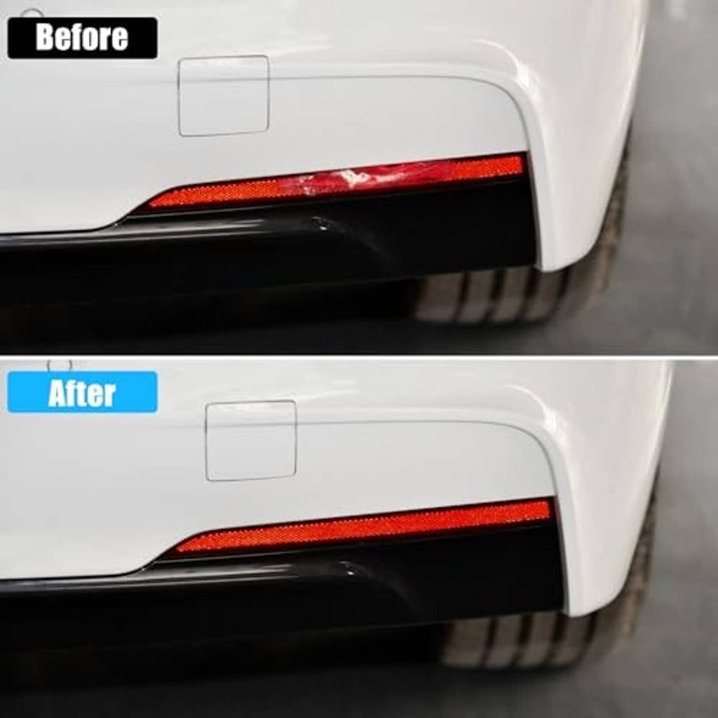 Red rear bumper reflector light strip installed on car rear bumper