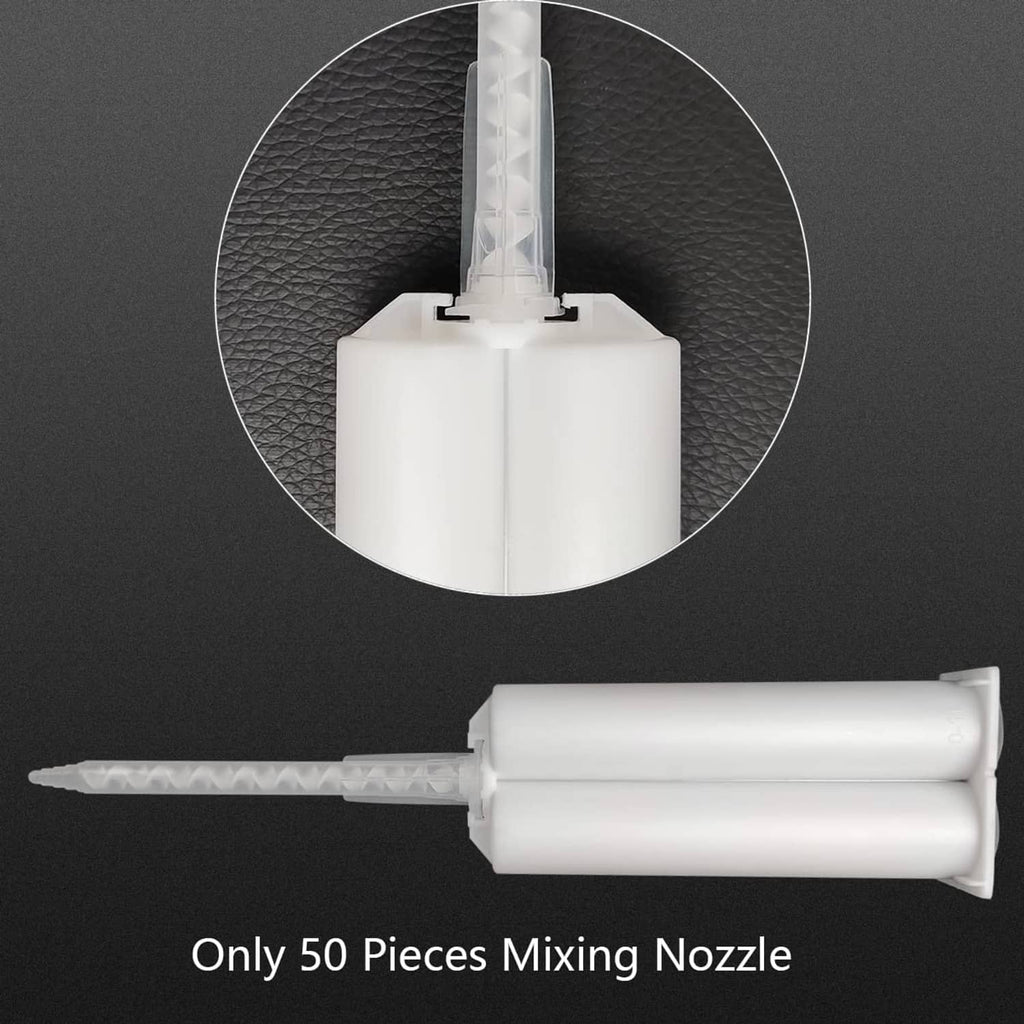 Static mixer nozzle tip for epoxy with cylindrical body and internal mixing vanes