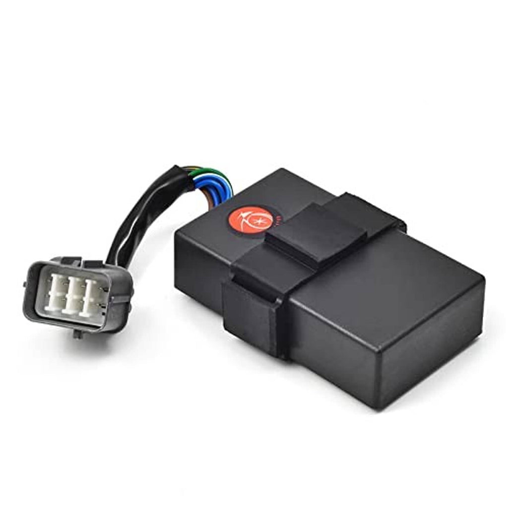 Black CDI control module with wiring harness and small multi-pin connector